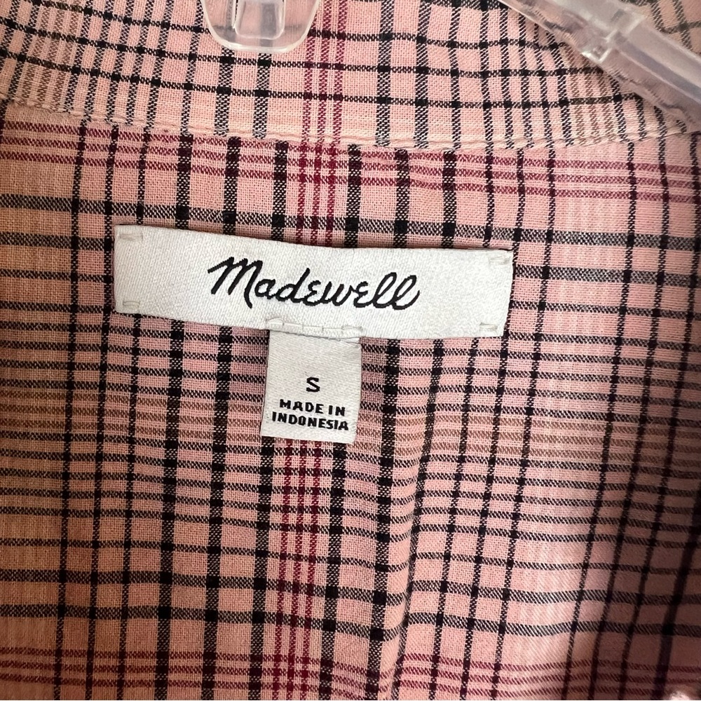 Madewell Pink Hartley Plaid Courier Button Back Boxy  Cotton Shirt Size S - Picture 4 of 7